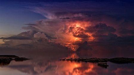 Thunderstorm over water